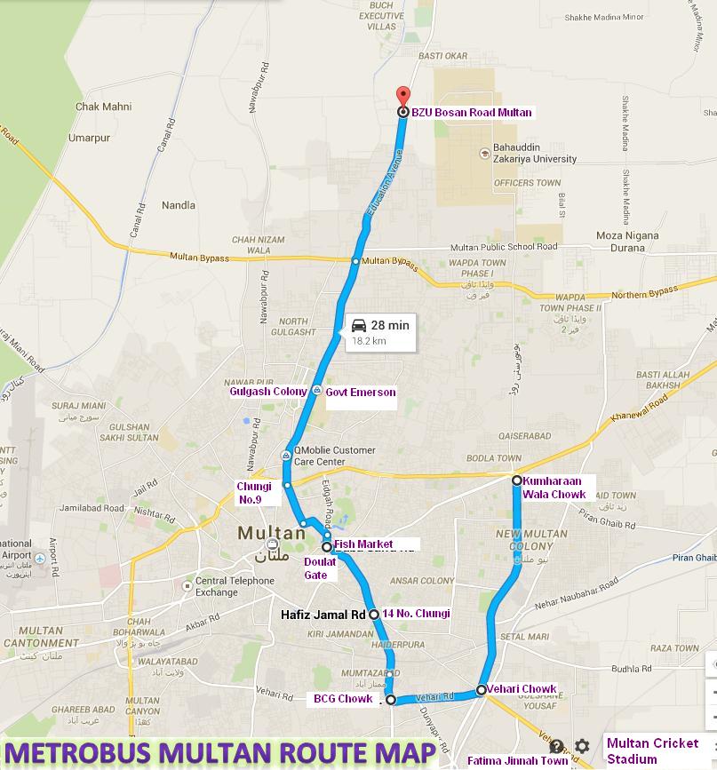 Metro-Bus-Multan-Project-Route-Map